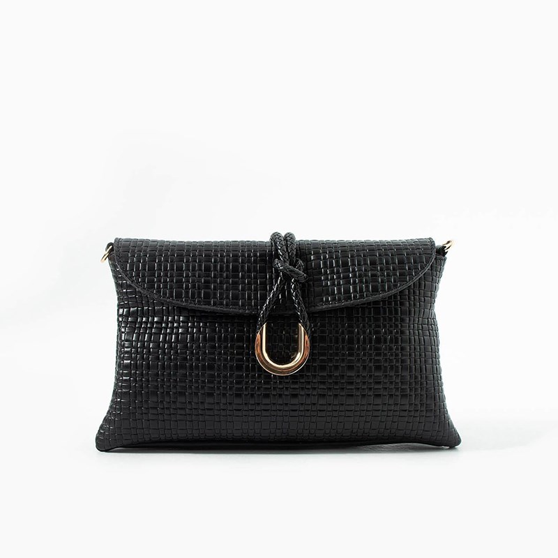 Jacquline Siyah  Heryn Hasır Kadın Clutch ve Omuz Çantası