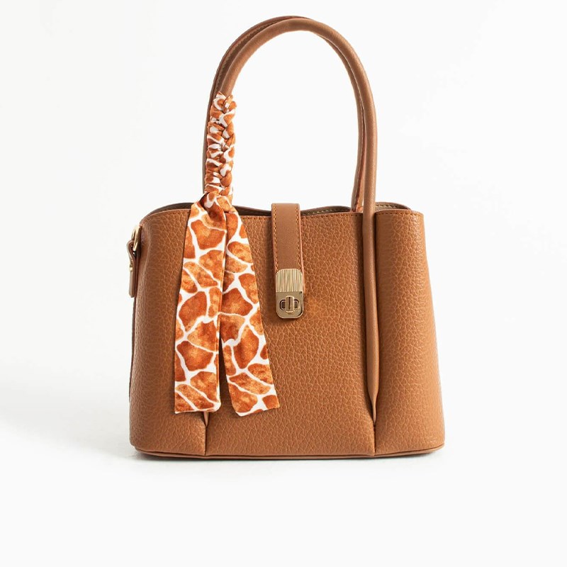 Jacquline Taba  Kalithea Desenli Fular Detaylı Kadın Omuz Çantası