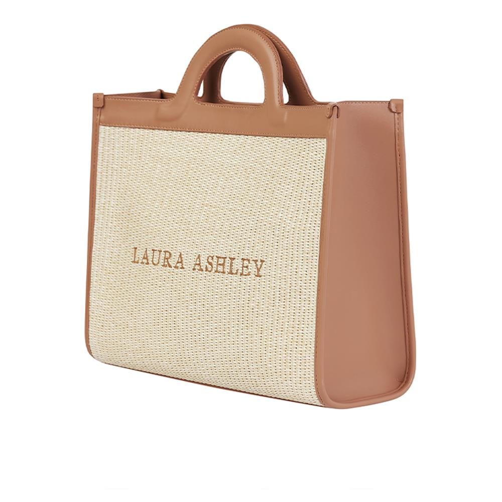 Laura Ashley Taba  Hasır İşlemeli Kadın Büyük Boy El Çantası