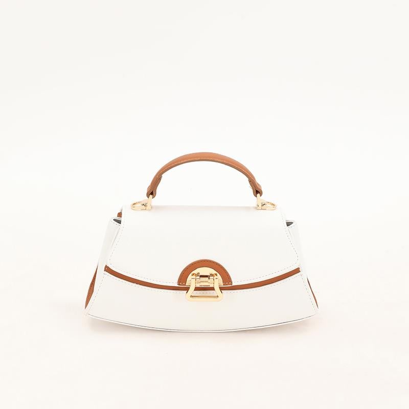 Levidor Beyaz  Camel Oval Kadın El Çantası