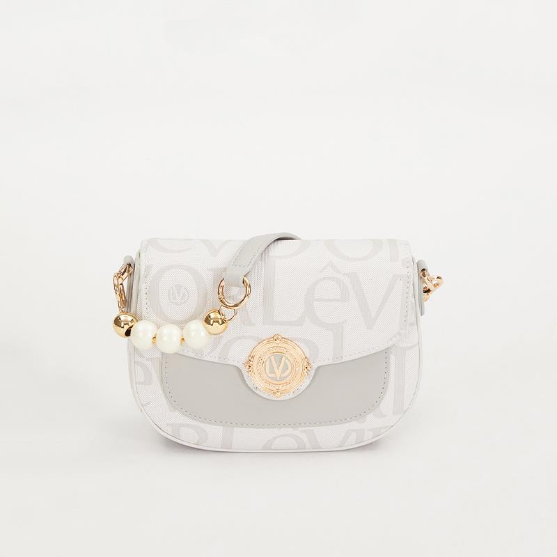 Levidor Beyaz  Lisans Baskılı Çift Askılı Kadın Casual Çanta