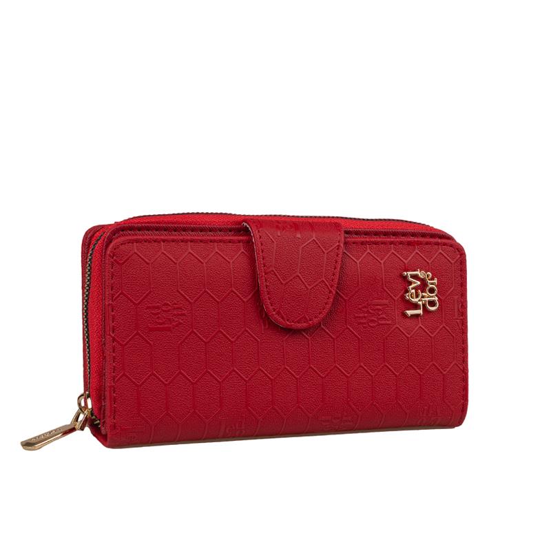Levidor Kırmızı  Kapaklı Kadın Monogram Cüzdan