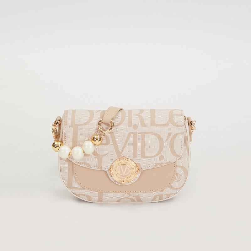 Levidor Krem  Lisans Baskılı Çift Askılı Kadın Casual Çanta