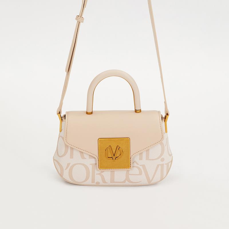 Levidor Krem  Lisans Baskılı Kadın Casual El Çantası