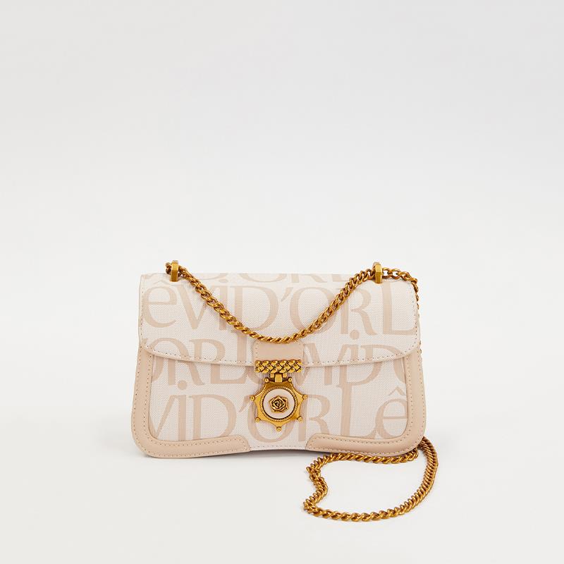 Levidor Krem  Zincir Askılı Premium Kadın Çapraz Çanta