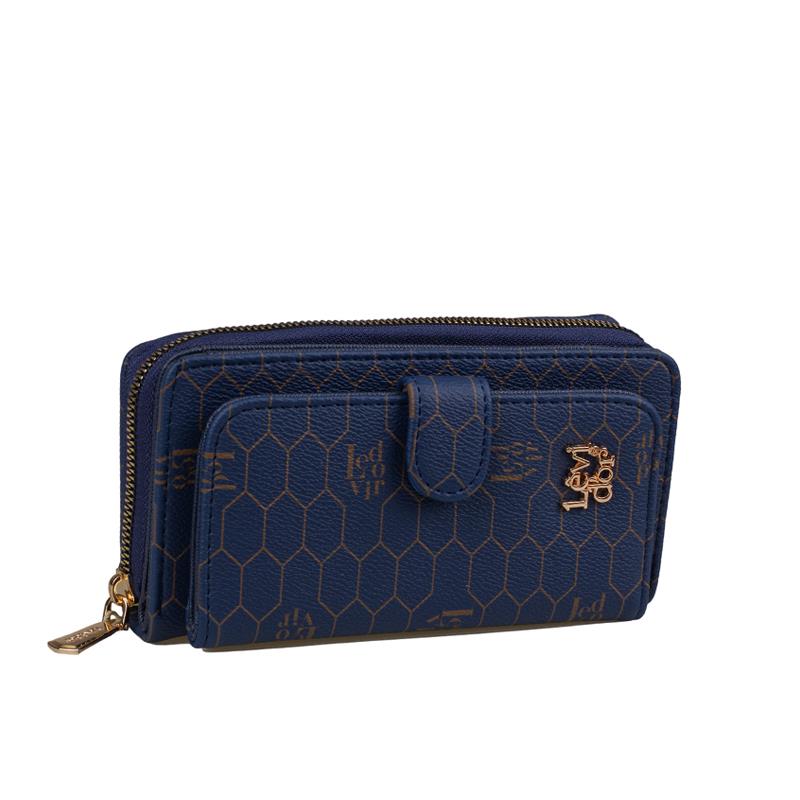 Levidor Lacivert  Kapaklı Kadın Lisans Baskılı Cüzdan
