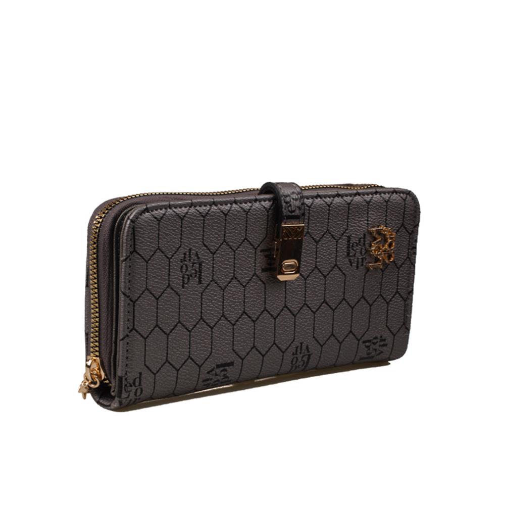 Levidor Platin  Monogram Kadın Geniş Cüzdan