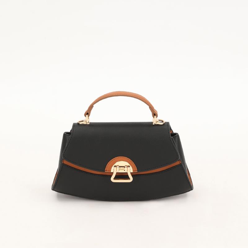 Levidor Siyah  Camel Oval Kadın El Çantası