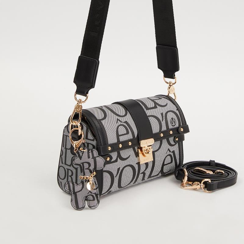 Levidor Siyah  Çift Askılı Kadın Logolu Çapraz Çanta