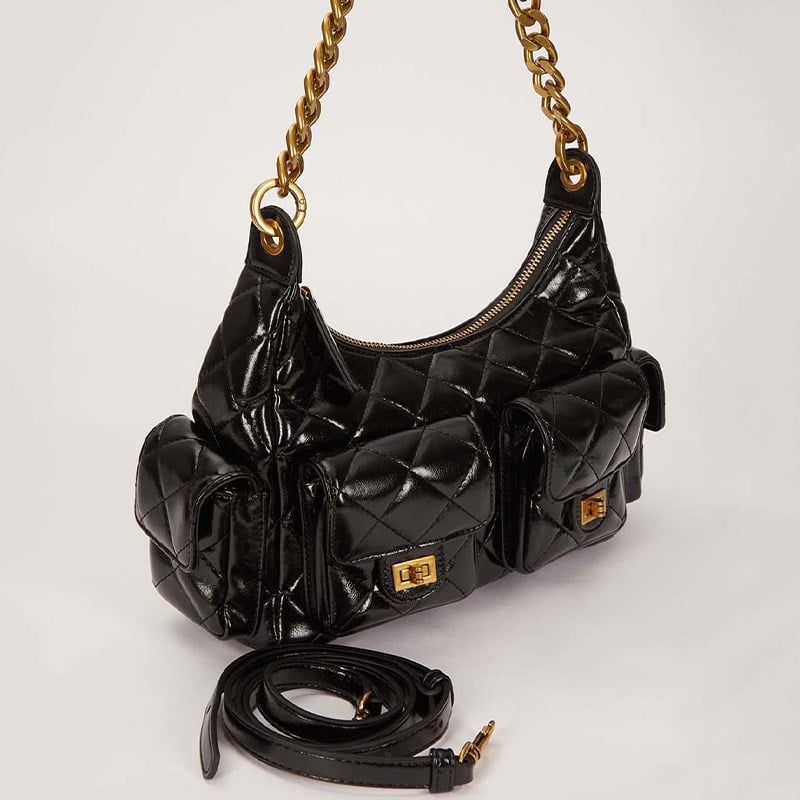 Levidor Siyah  Çoklu Cep Detaylı Kadın Omuz Çantası