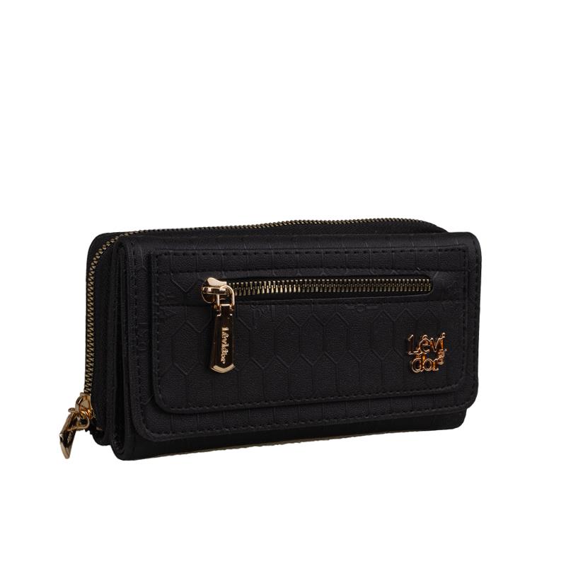 Levidor Siyah  Kadın Monogram Lisans Baskılı Cüzdan