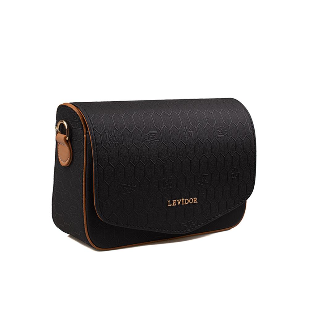 Levidor Siyah  Lazer Baskılı Kadın Çapraz Çanta