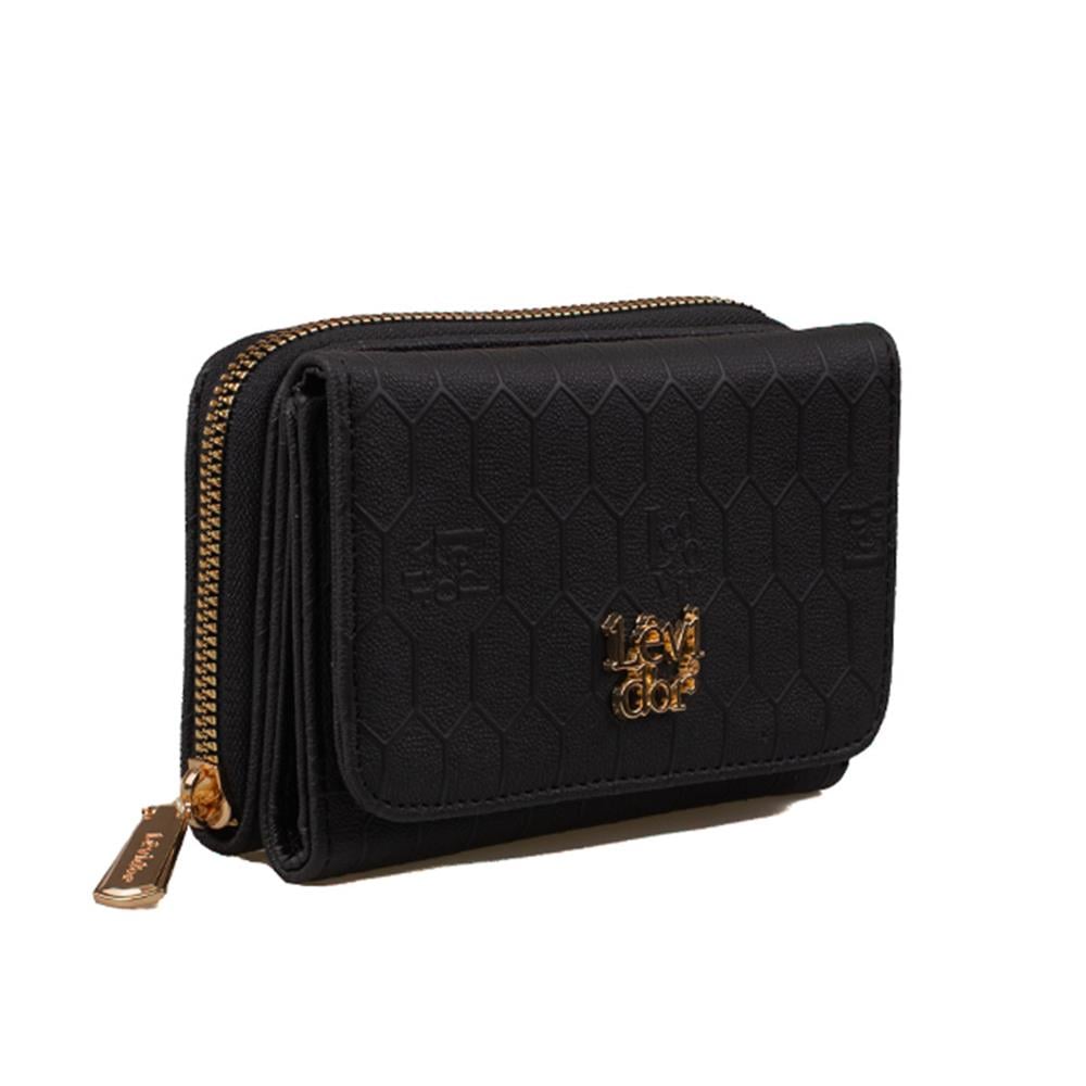 Levidor Siyah  Orta Boy Kadın Lazer Baskılı Cüzdan