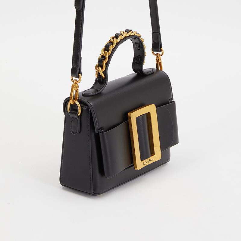 Levidor Siyah  Zincir İşlemeli Premium Kadın El Çantası