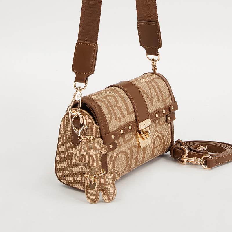 Levidor Taba  Çift Askılı Kadın Logolu Çapraz Çanta