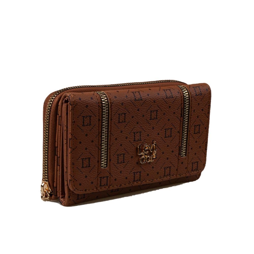 Levidor Taba  Fermuar Detaylı Monogram Kadın Cüzdan