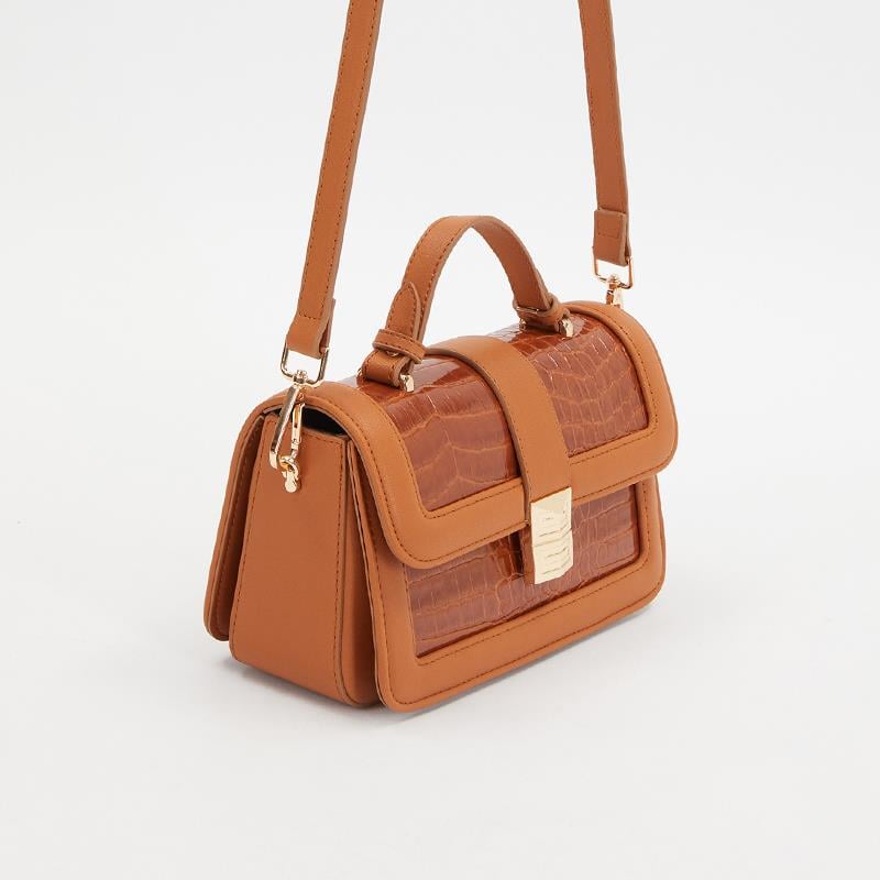 Levidor Taba  Kroko Deri Kadın Rugan El Çantası