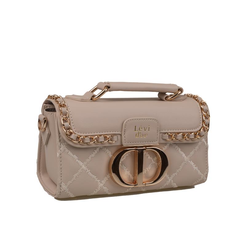 Levidor Vizon  Orta Mini Klasik Kadın Deri El Çantası