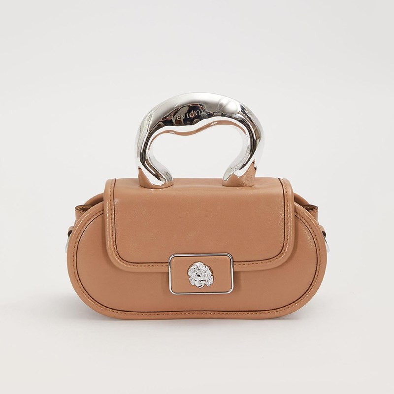 Levidor Vizon  Oval Metal Aksesuarlı Kadın El ve Omuz Çantası