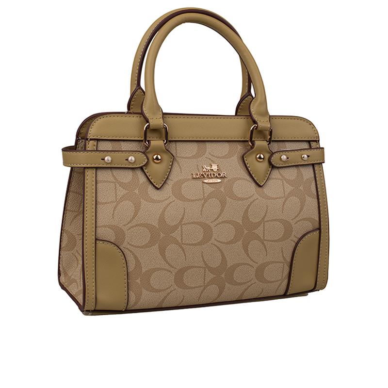 Levidor Yeşil  Kadın Deri Baskılı El Çantası