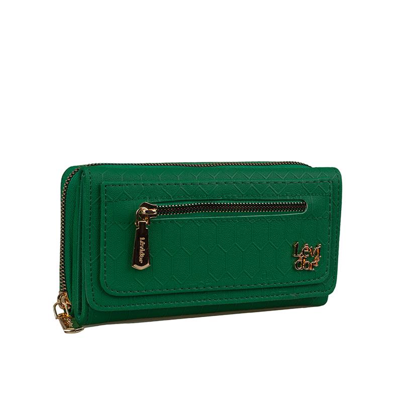 Levidor Yeşil  Kadın Monogram Lisans Baskılı Cüzdan