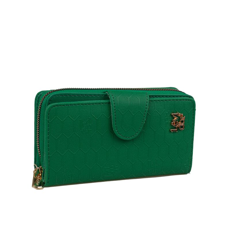 Levidor Yeşil  Kapaklı Kadın Monogram Cüzdan