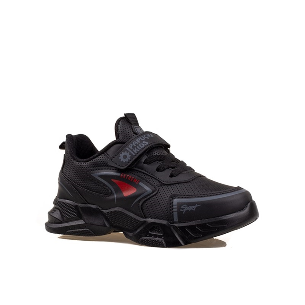 M2S Siyah Erkek Çocuk Suni Deri Spor Ayakkabı