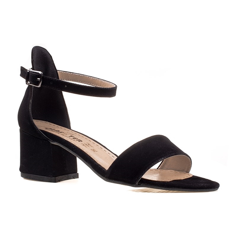 M2S Siyah Kadın Süet Tek Bant Klasik Ayakkabı