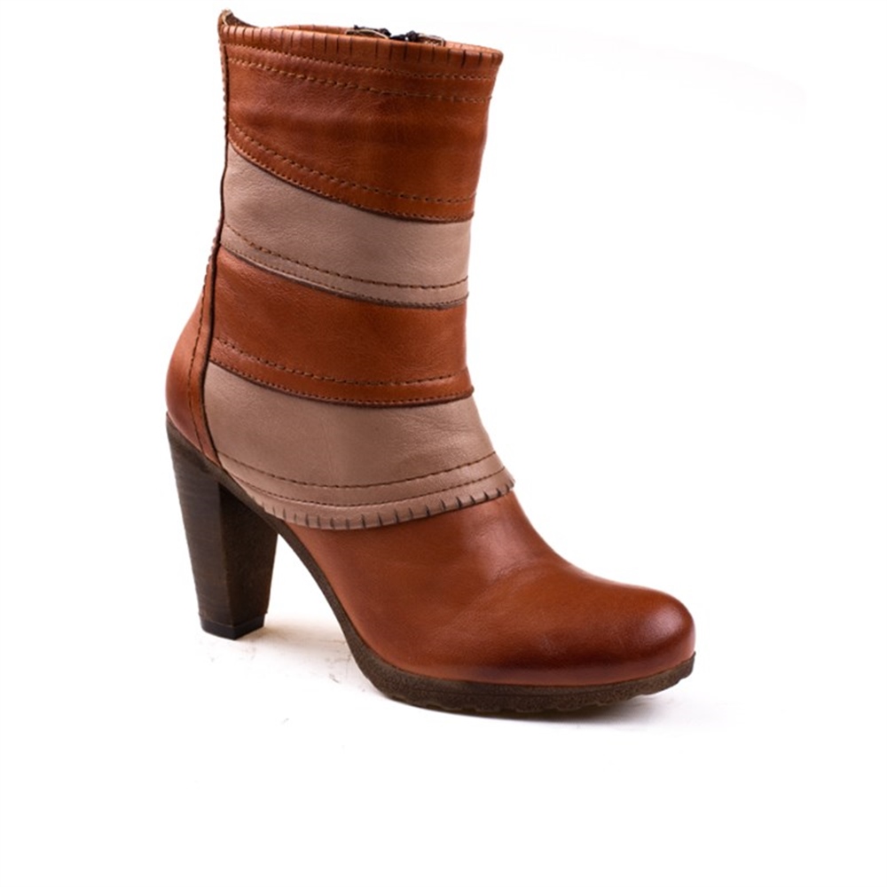 M2S Taba Kadın Hakiki Deri Özel Üretim Klasik Bot