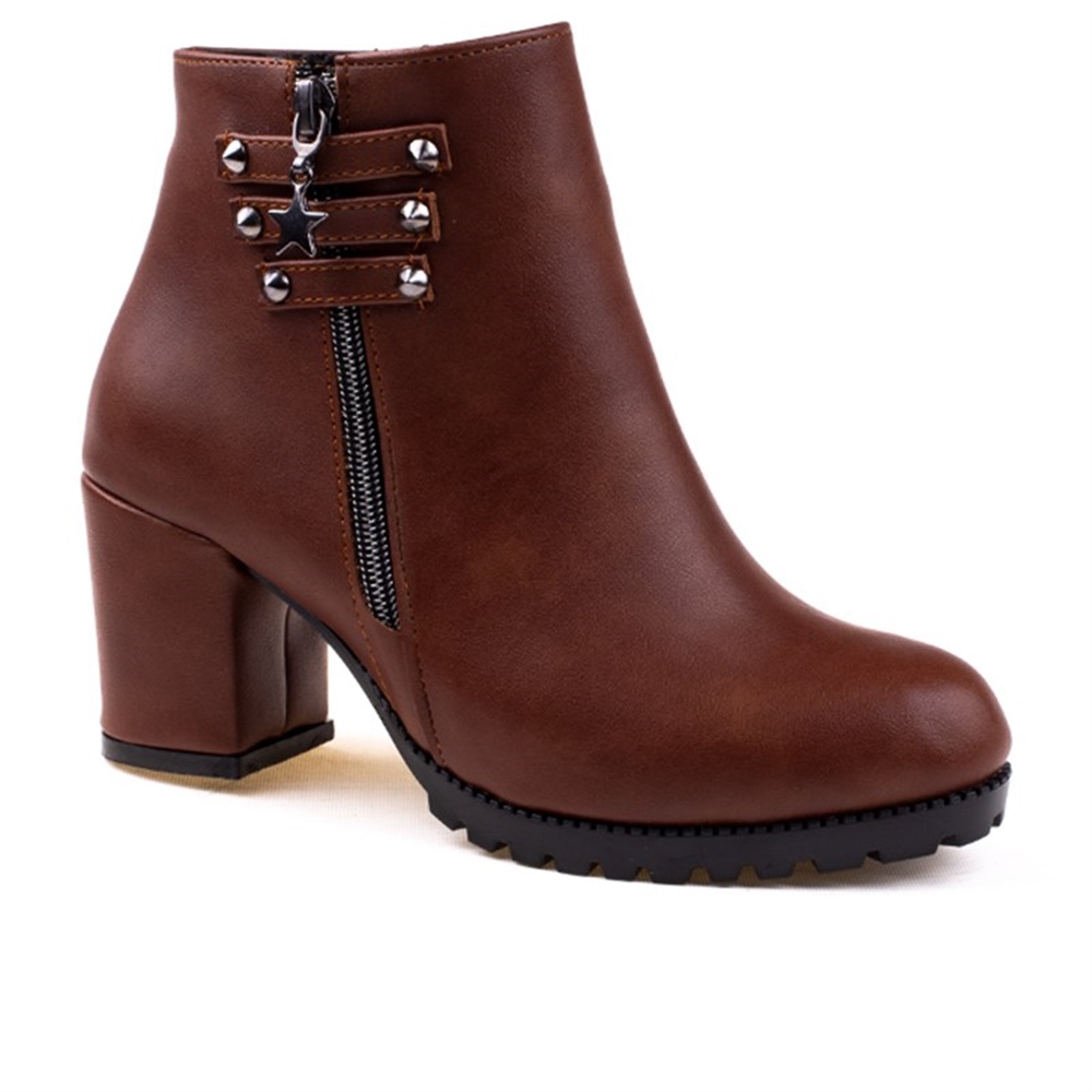 M2S Taba Kadın Klasik Suni Deri Bot