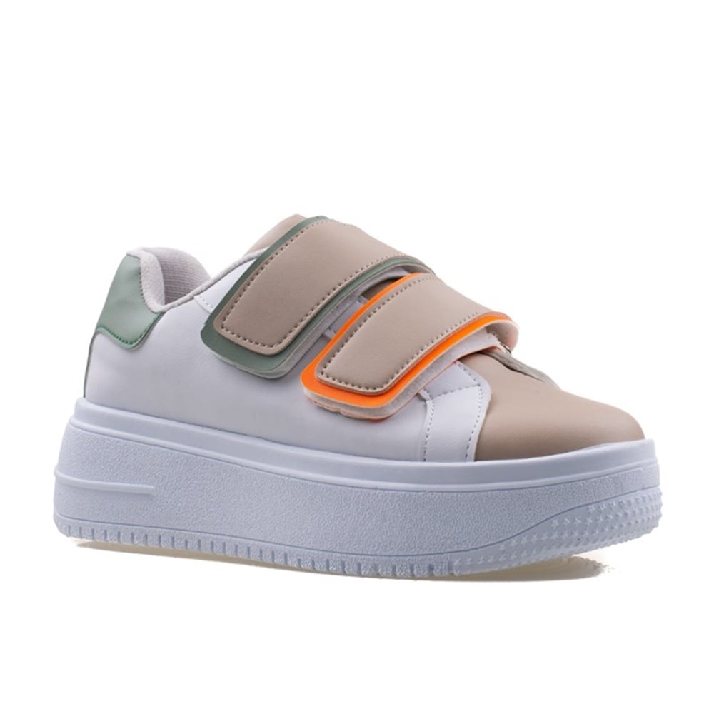 M2S Ten Kadın Cırtlı Kalın Topuk Beyaz Sneaker