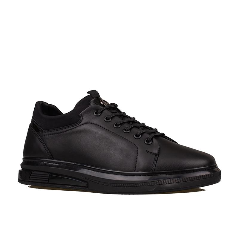 Slayka Siyah  Flex Hakiki Deri Erkek Casual Ayakkabı