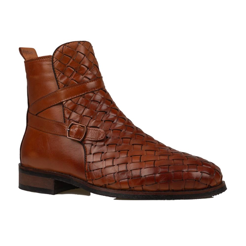 Slayka Taba  Charm El İşlemeli Hakiki Deri Erkek Klasik Bot