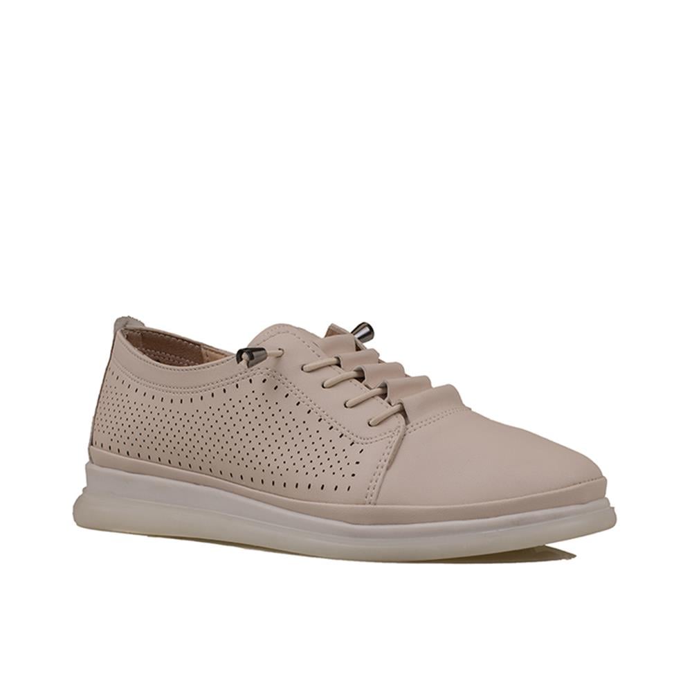 Trend Adımlar Bej  Step Ease Comfort Delikli Kadın Lastikli Ayakkabı