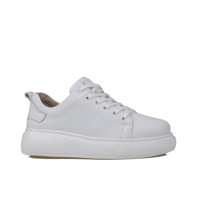 Trend Adımlar Beyaz  Aura Kadın Hakiki Deri Sneaker