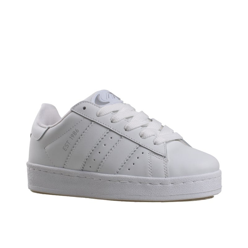Trend Adımlar Beyaz  Düz Çizgili Tarz Unisex Sneaker