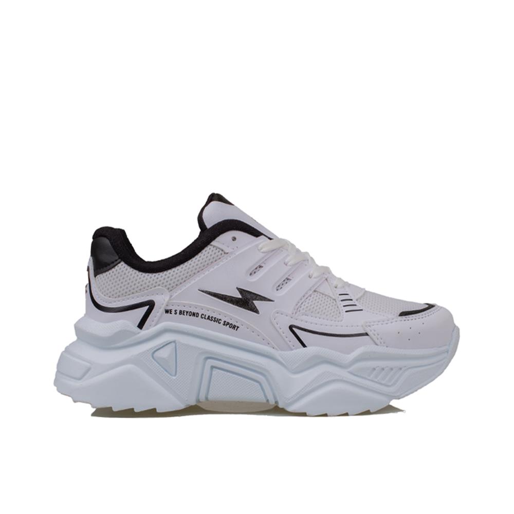 Trend Adımlar Beyaz  Enerjik Kalın Taban Kadın Sneaker
