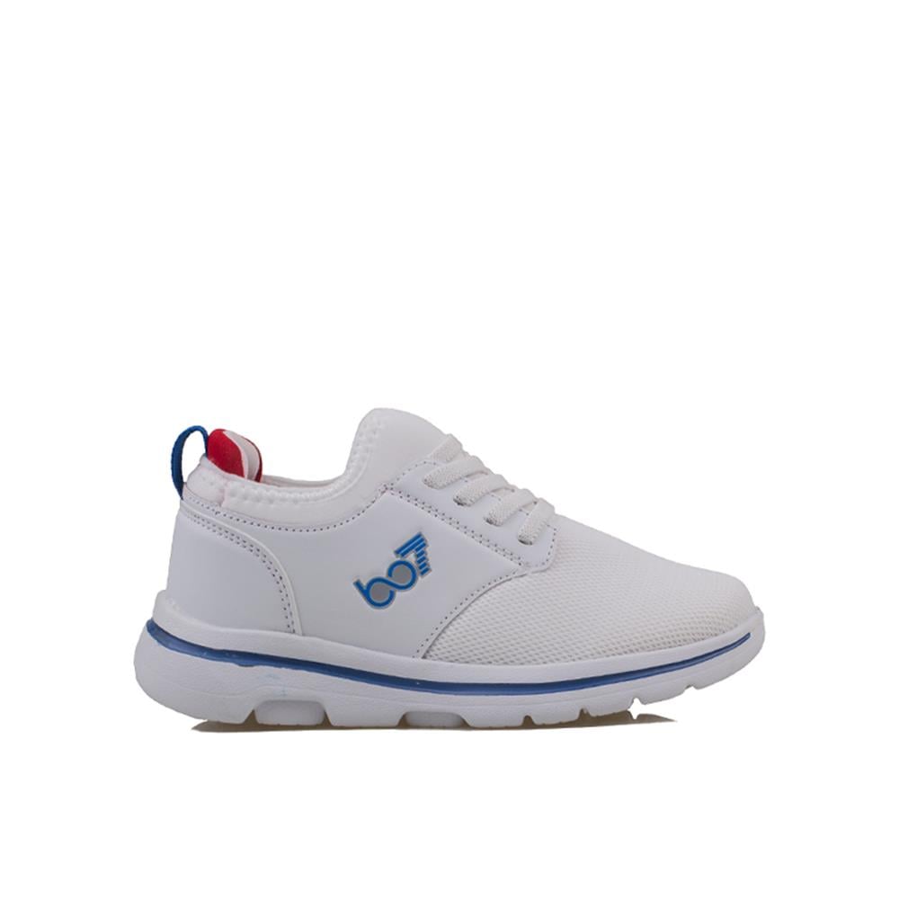Trend Adımlar Beyaz  Hafif Faylon Memory Foam Lastikli Çocuk Sneaker