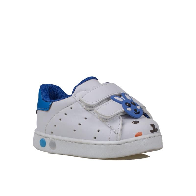 Trend Adımlar Beyaz  Işıklı İlk Adım Bebe Cırtlı Sneaker