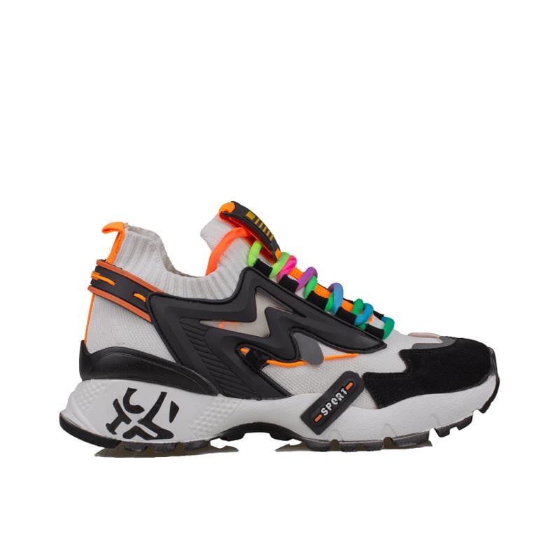 Trend Adımlar Beyaz  Kadın Renkli Lastik Boğazlı Hafif Dolgu Sneaker