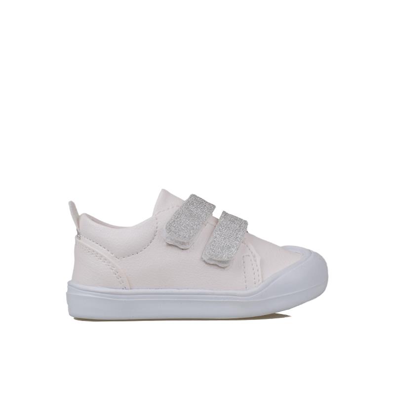 Trend Adımlar Beyaz  Kaymaz Taban Cırtlı İlk Adım Bebe Sneaker