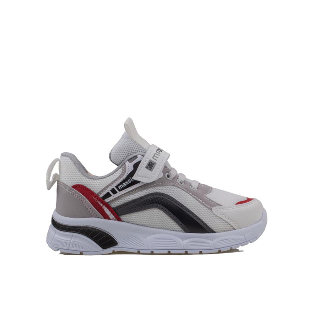 Trend Adımlar Beyaz-Siyah  Cırt Cırtlı Unisex Çocuk Spor Ayakkabı