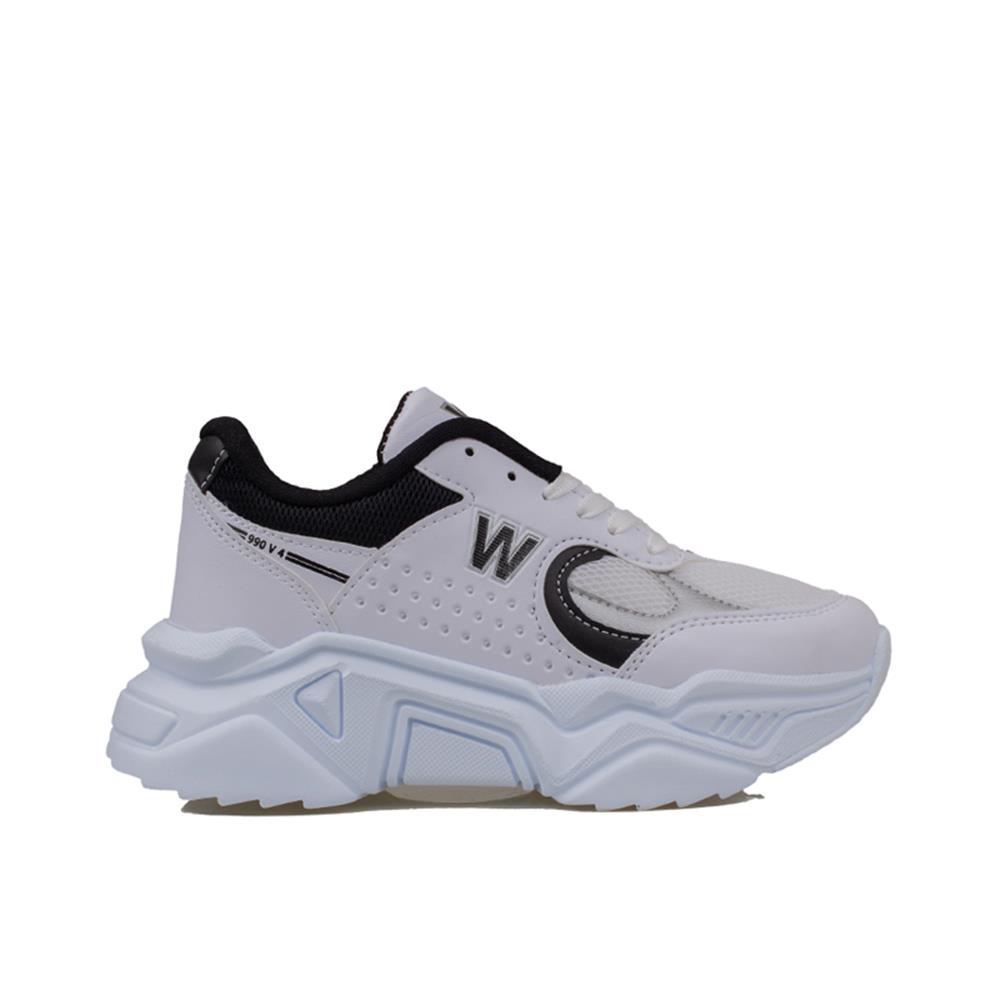 Trend Adımlar Beyaz-Siyah  Worting Kadın Kalın Taban Sneaker