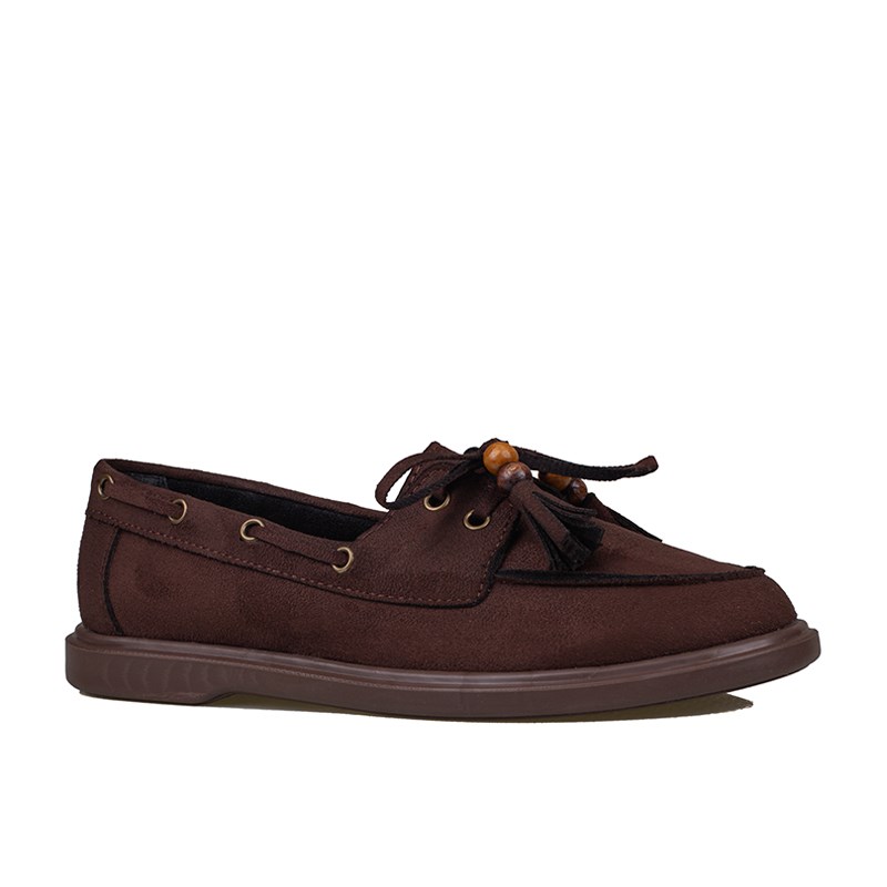 Trend Adımlar Kahverengi  Kadın Bağcıklı Püskül Detaylı Loafer