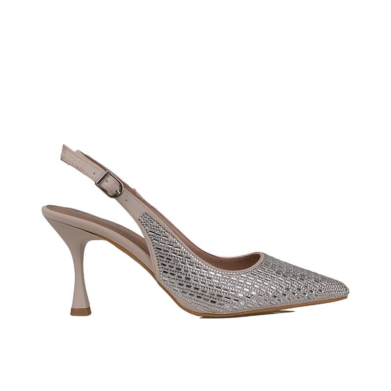 Trend Adımlar Krem  El Taş İşlemeli Kadın Klasik Ayakkabı