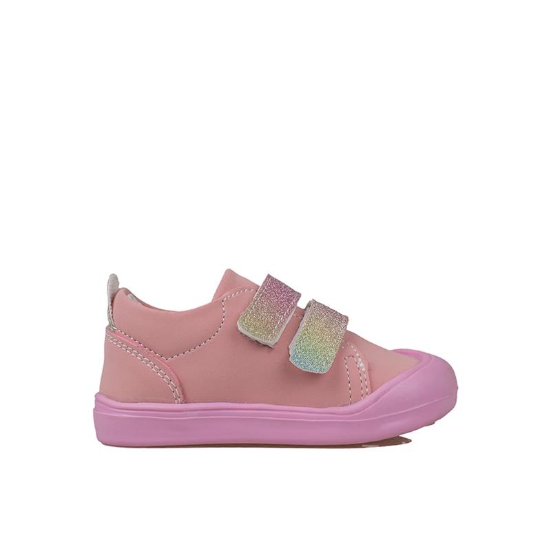 Trend Adımlar Pembe  Kaymaz Taban Cırtlı İlk Adım Bebe Sneaker