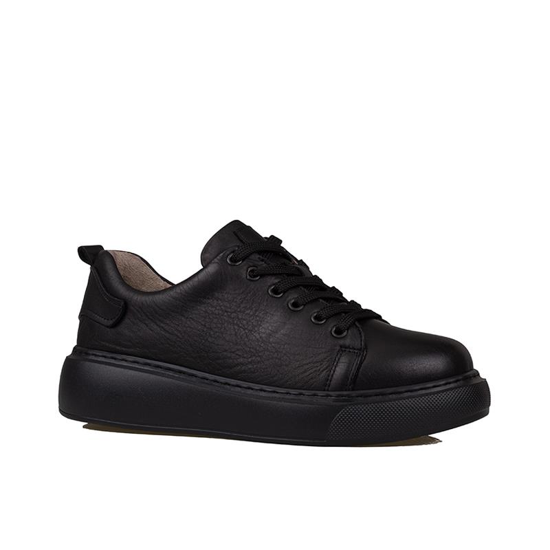 Trend Adımlar Siyah  Aura Kadın Hakiki Deri Sneaker