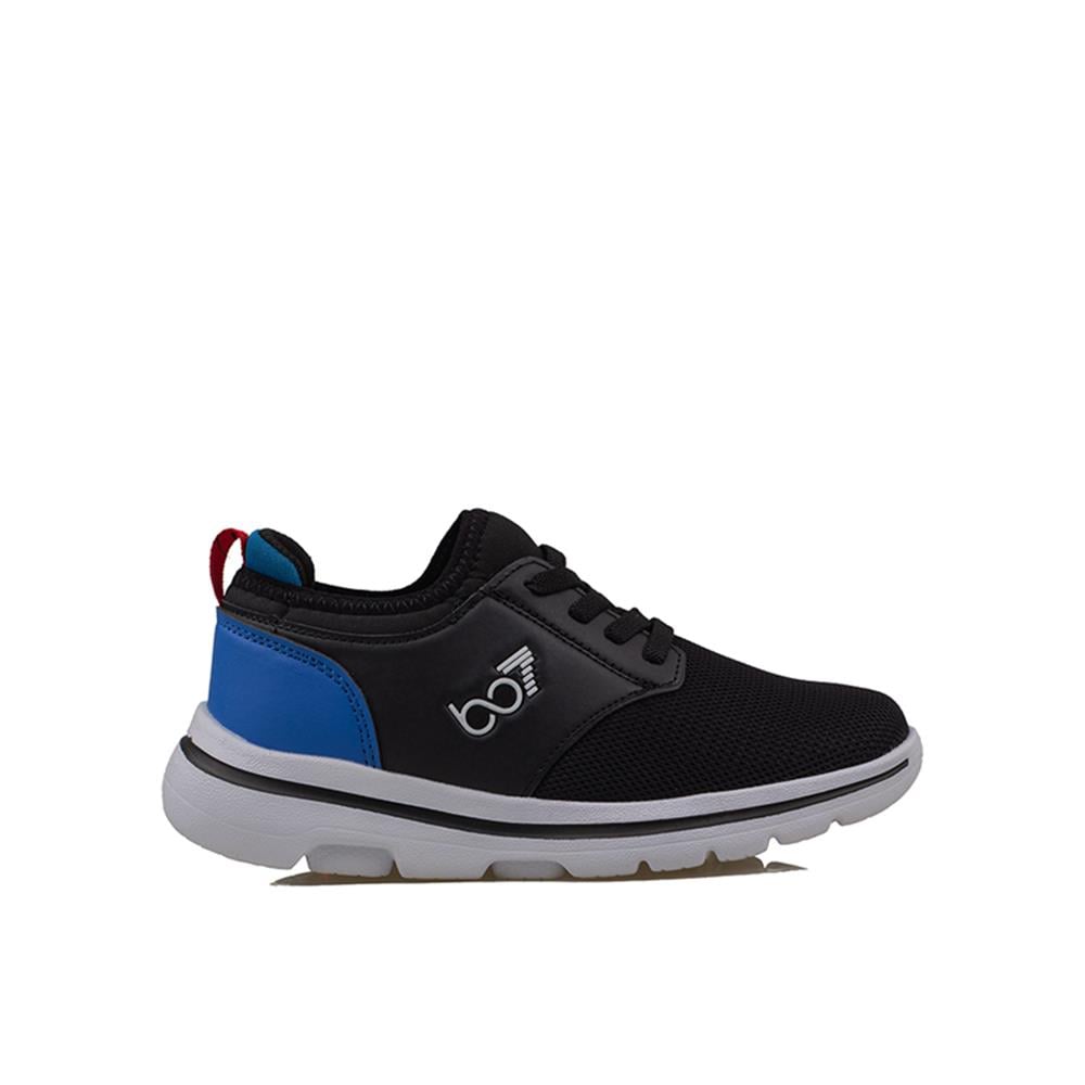 Trend Adımlar Siyah  Hafif Faylon Memory Foam Lastikli Çocuk Sneaker
