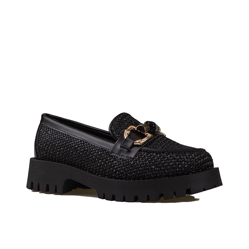 Trend Adımlar Siyah  Hasır İşlemeli Kadın Casual Ayakkabı