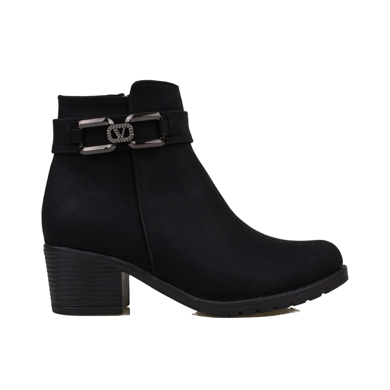 Trend Adımlar Siyah  Kadın Kalın Taban Klasik Bot